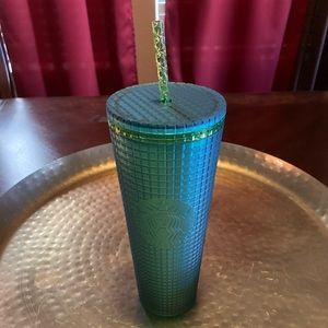 NWT Starbucks 2022 Green/Blue Grid Studded 24oz Tumbler Cup Mountain Dew VHTF